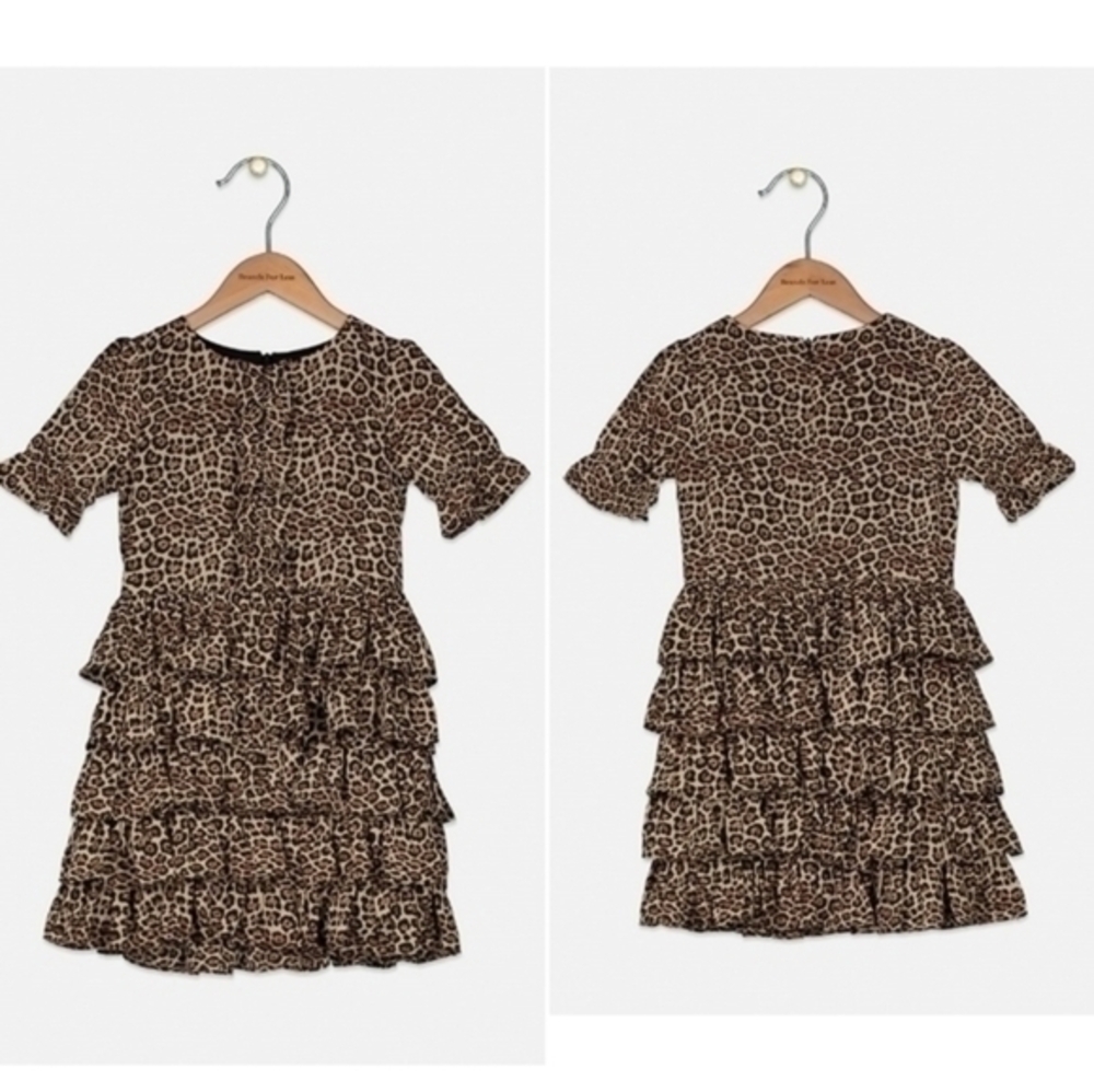 Bardot Junior Tia Ra Ra Dress in Leopard Print